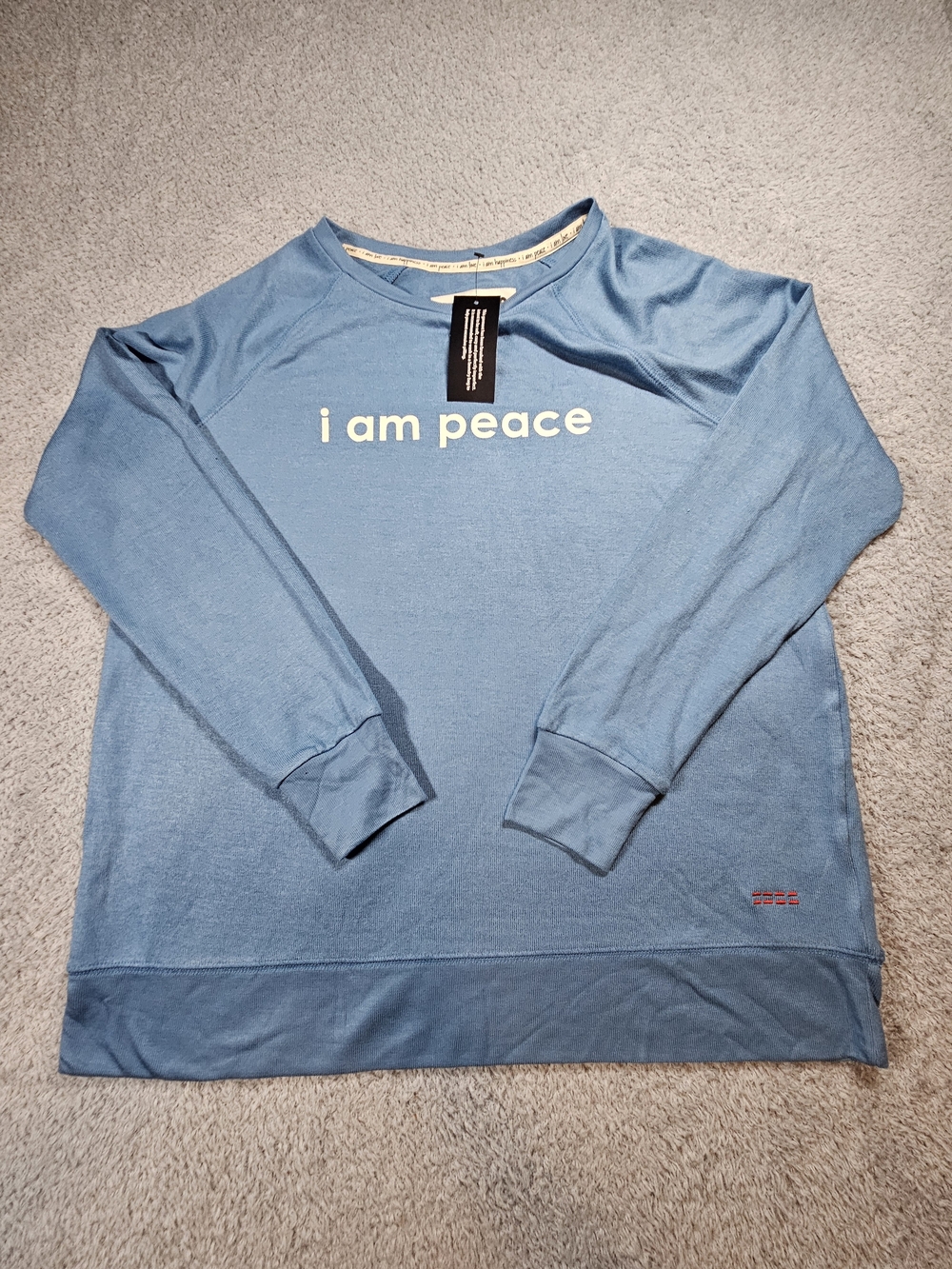 Peace Love World Men's Blue Crewneck Sweatshirt with 'i am peace' Text